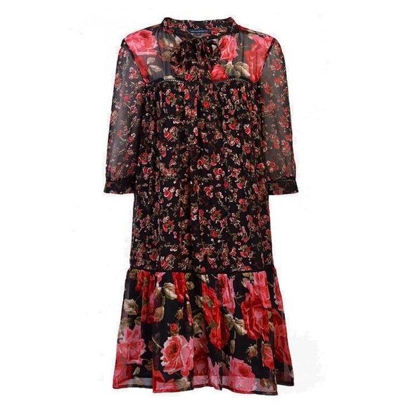 FRENCH CONNECTION Anastasia Mix Floral Smock Dress - Picture 1 of 10